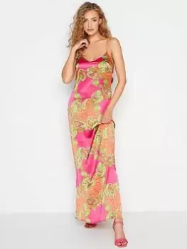 Image of Long Tall Sally Printed Satin Cami Dress - Pink, Size 10, Women