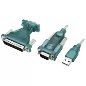 Image of LogiLink Series Adapter [1x USB 2.0 connector A - 1x D-SUB-plug 9-pin, D-SUB plug 25-pin] 1.3 m Green
