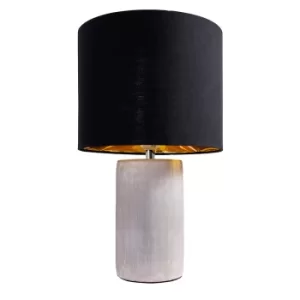 Image of Austin Grey Cement Table Lamp with Black and Gold Reni Shade