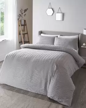 Image of Cotton Traders Seersucker Duvet Set in Grey
