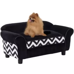 Image of PawHut Dog Sofa Cat Couch Bed for XS Dogs w/ Removable Sponge Cushion - Black - Black