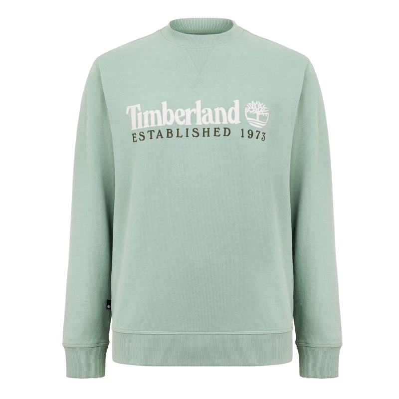 Image of Timberland Mens Embroidered Logo Crew Sweatshirt Pro Green Bay male S