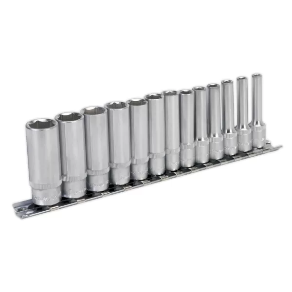 Image of Genuine SEALEY AK2706 Socket Set 13pc 1/4Sq Drive 6pt Deep WallDrive® Metric