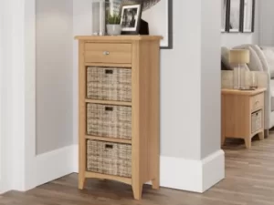 Image of Kenmore Dakota Oak 1 Drawer Tall Storage Unit Assembled