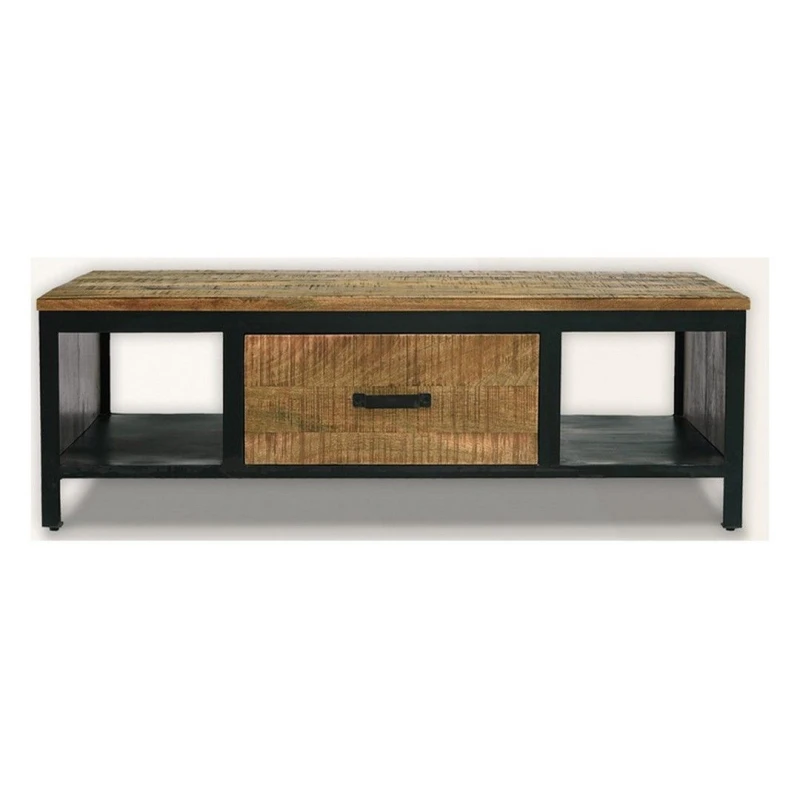 Image of Jaipur Furniture Ltd Induse Coffee Table 1 Drawer - Mango Wood/Iron - L60 x W120 x H41cm - PP Sawn Finish in Brown Brown Unisex