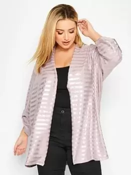 Image of Yours Foil Stripe Printed Cardigan - Pink, Size 18-20, Women