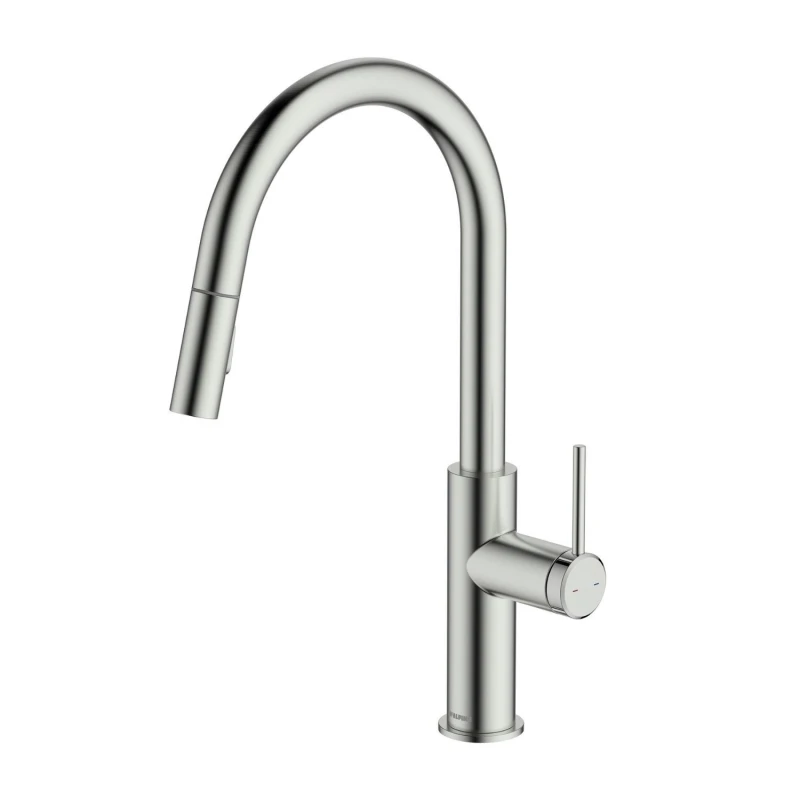 Image of McAlpine McAlpine Ness Side Lever Pull Out Kitchen Mixer Tap - Nickel Silver