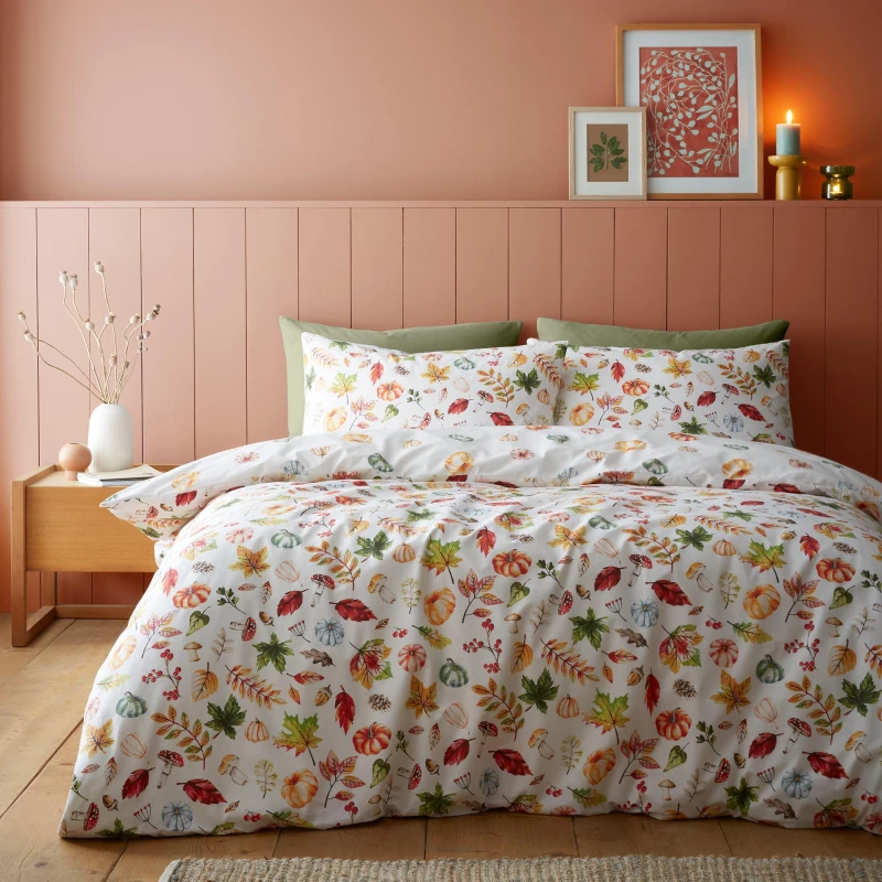 Image of Catherine Lansfield Catherine Lansfield Autumn Pumpkin Bedding Set - Double