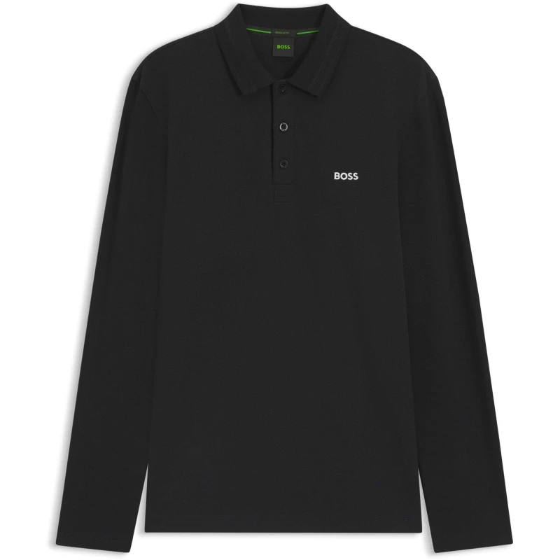 Image of Boss Mens HBG Plisy Long-Sleeve Polo Black 009 male S