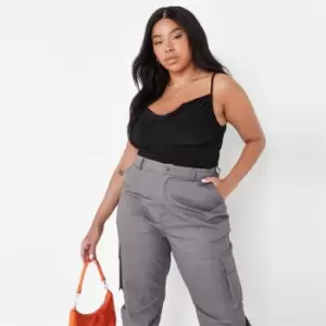 Image of Missguided Plus Size Cowl Neck Slinky Top - Black