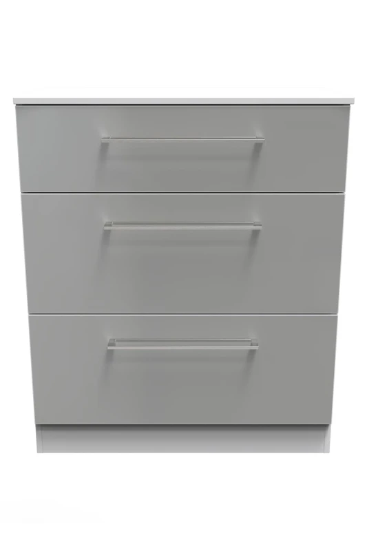 Image of Chester 3 Drawer Deep Chest In Uniform Grey & White (Ready Assembled)