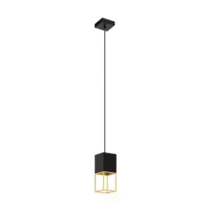 Image of Pendant Ceiling Light Colour Black Gold Square Shade Bulb GU10 1x5W Included
