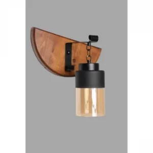 Image of Derin ceviz caml? aplik Black Brown Wall Lamp