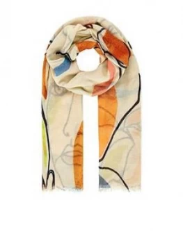 Image of Accessorize Linear Portrait Print Scarf - Multi
