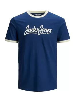 Image of JACK & JONES Contrast Hem Slim Fit T-Shirt Men Blue
