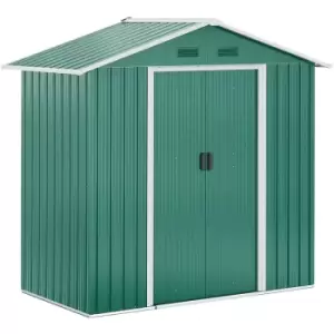 Image of Outsunny 6.5x3.5ft Metal Garden Shed for Garden and Outdoor Storage, Green - Green