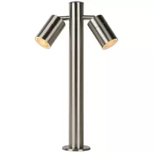 Image of Lucide ARNE-LED - Bollard Light Outdoor - Ø6,3cm - LED - GU10 - 2x5W 2700K - IP44 - Satin Chrome