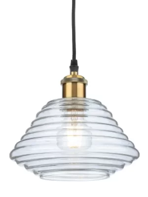 Image of Logan Dome Pendant Light Antique Brass with Clear Glass