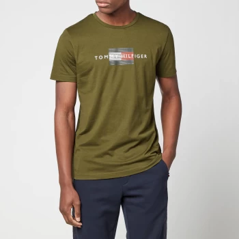 Image of Tommy Hilfiger Mens Line Flag T-Shirt - Olivewood - M