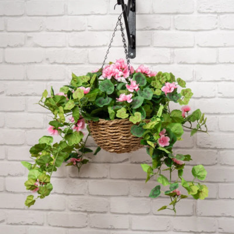 Image of Scottish Everlastings Ltd. Scottish Everlastings 80Cm Artificial Pink Geranium Hanging Basket