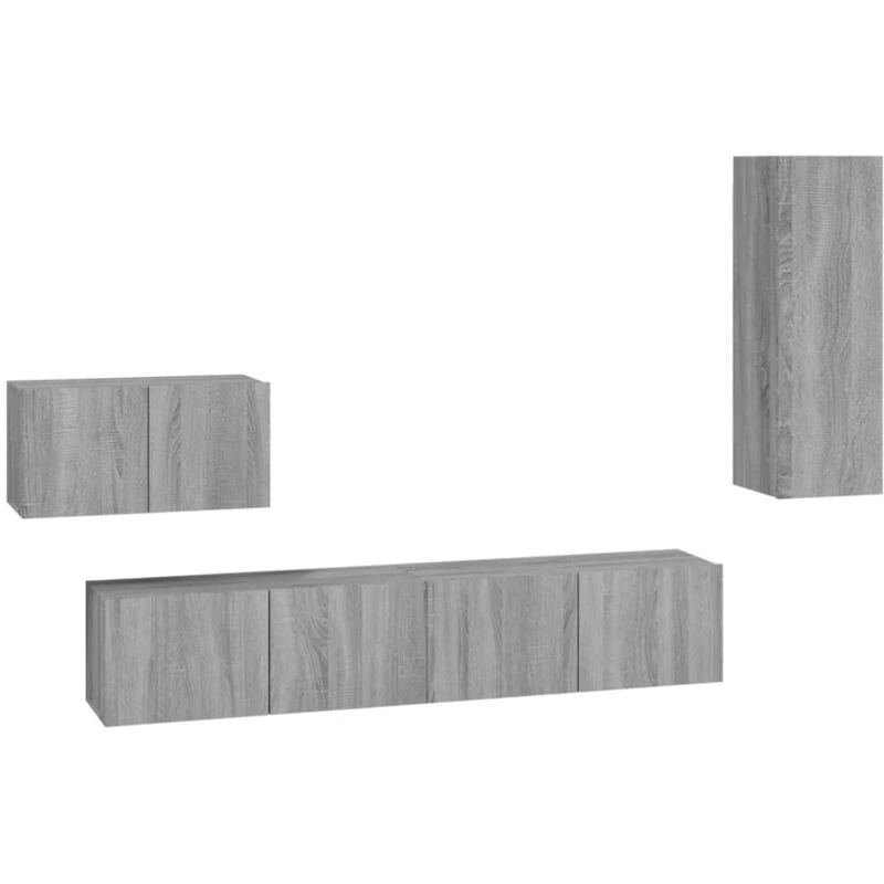 Image of Vidaxl 4 Piece TV Cabinet Set Grey Sonoma Engineered Wood, Grey 3114340