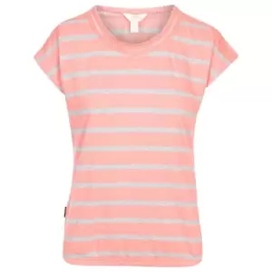 Image of Trespass Womens/Ladies Moor Striped T-Shirt (XXL) (Blossom/Light Grey Marl)