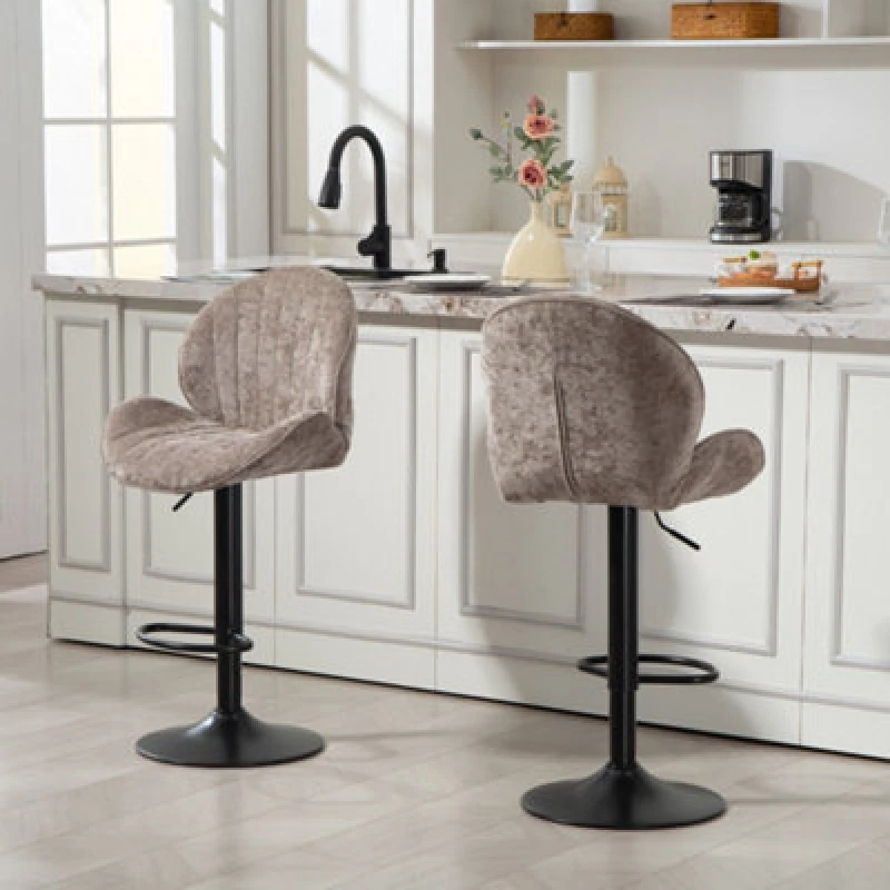 Image of Homcom Modern Bar Stools Set Of 2, Swivel Counter Height Barstools, Brown