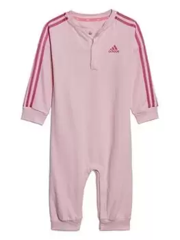 Image of adidas Infant 3-Stripes All-in-One - Pink, Light Pink, Size 9-12 Months