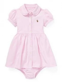 Image of Ralph Lauren Baby Girls Oxford Shirt Dress - Pink, Size 12 Months