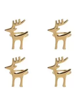 Image of Very Home Set Of 4 Christmas Reindeer Napkin Rings - Gold