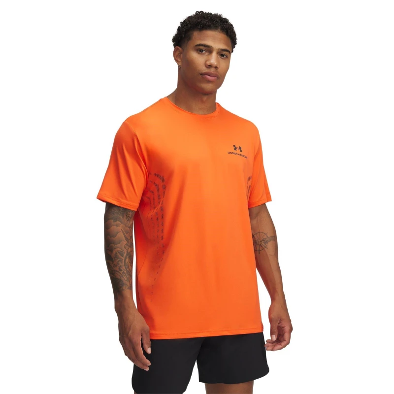 Image of Under Armour Mens Vanish Energy Short-Sleeve Performance Gym Top Orange male M