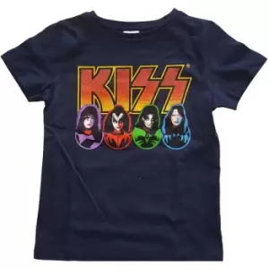 Image of KISS - Logo, Faces & Icons Kids 11-12 Years T-Shirt - Blue