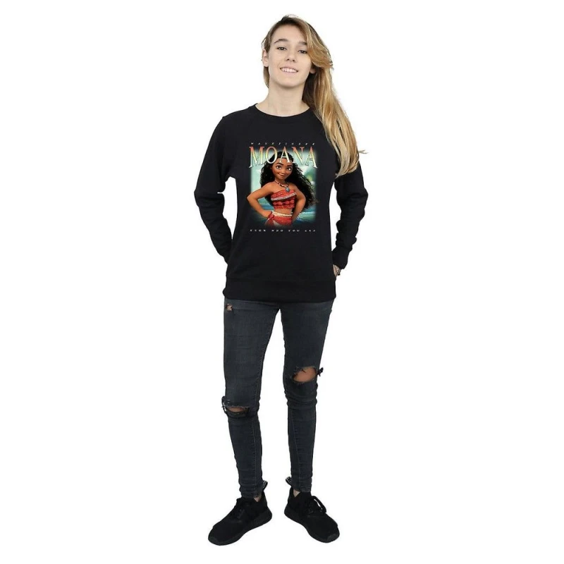 Image of Moana Montage Cotton Sweatshirt Black female