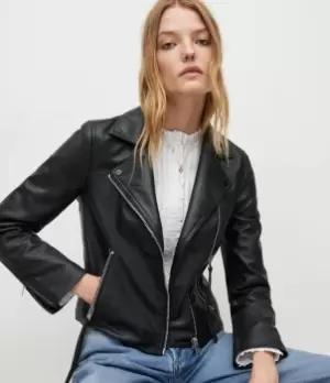Image of AllSaints Womens Dalby PU Biker Jacket, Black, Size: 6
