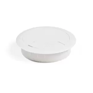 Image of Emuca PC Computer Desk Plastic Grommet 60mm - White, Pack of 3