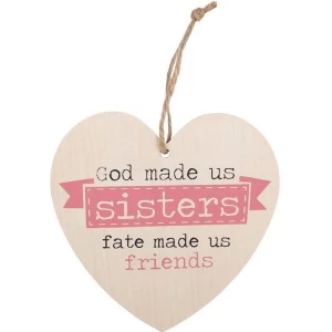 Image of God Made Us Sisters Hanging Heart Sign