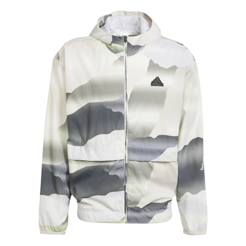 Image of adidas Mens City Escape Water Resistant Long Sleeve Rain Anorak Multi/Ivy male XS