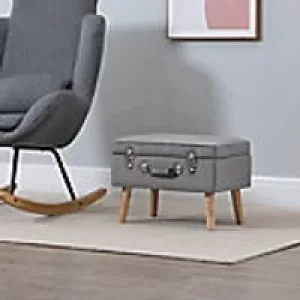 Image of Homcom Elegant Velvet Footstool Pouffe Storage Grey