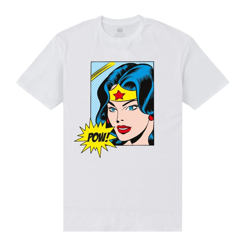 Image of Wonder Woman Mens Pow T-Shirt in White Size: Small White Male S
