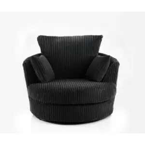 Image of Canolo Luxury Swivel Chair Jumbo Cord Black
