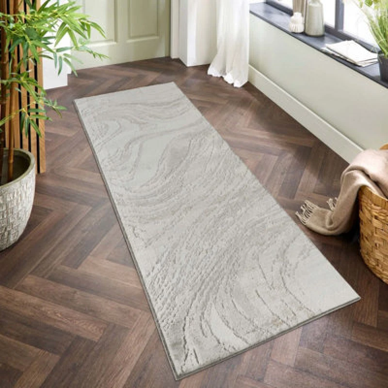 Image of Perla Modern Abstract Action Living Room Area Rug Metallic Sheen Contemporary Hallway Runner Resin-Grey 60X220 Cm