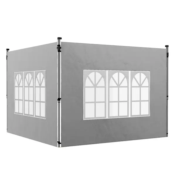 Image of Outsunny 2x Gazebo Side Panels for 3x3m or 3x4m - Grey