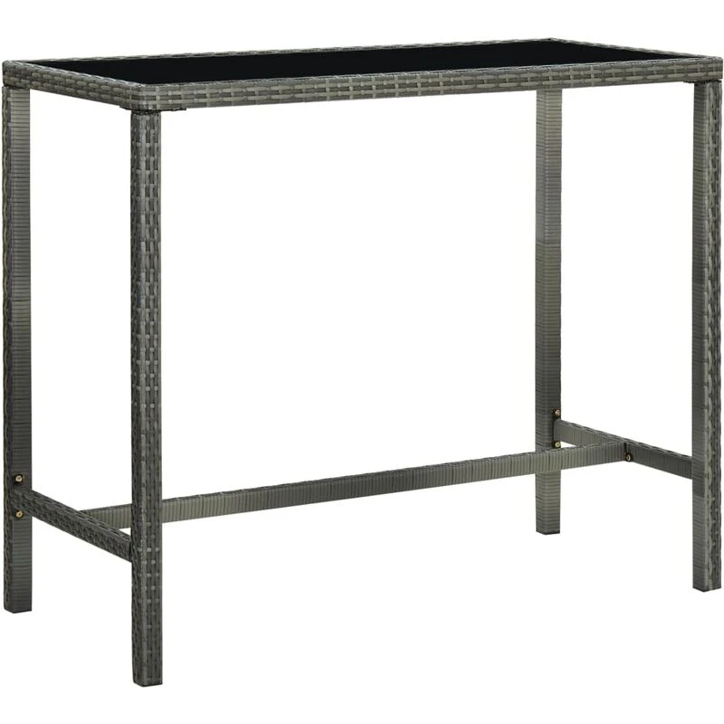 Image of VIDAXL Garden Bar Table Grey 130x60x110cm Poly Rattan and Glass vidaXL 8720286146651