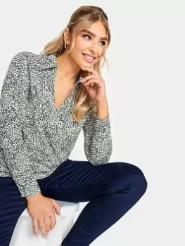 Image of M&Co Spot Print Collar Top, Pink, Size 10, Women