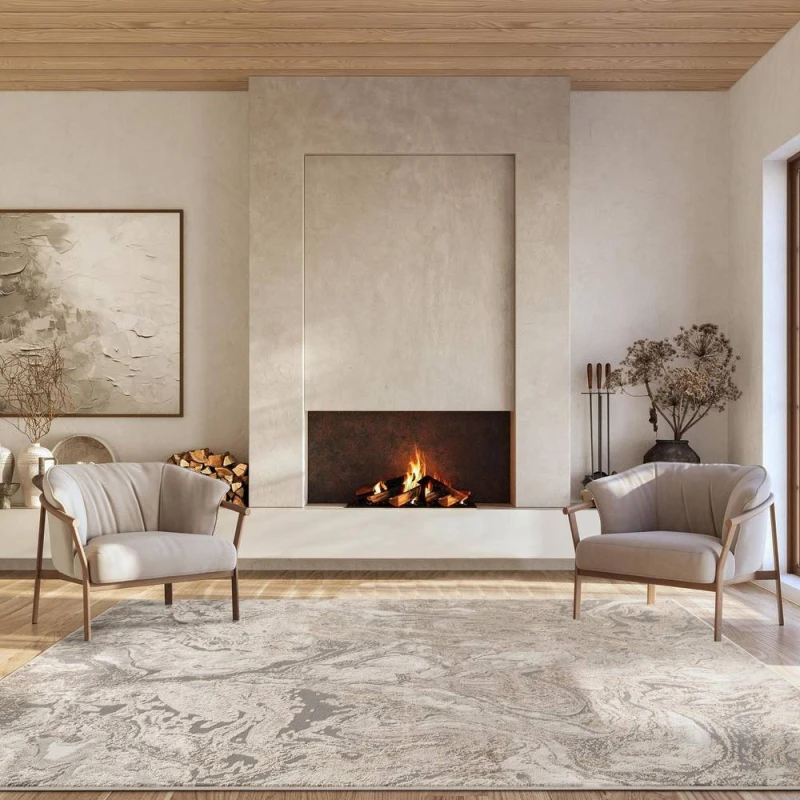 Image of Elysium Modern Abstract Action Living Room Area Rug Metallic Sheen -Astral Gold 160Cm X 230Cm