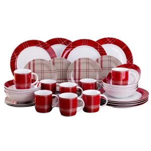Image of The Waterside 32pc Highland Red Tartan Dinner Set