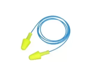 Image of 3M E.A.R Flexible Fit Corded Disposable Ear Plugs, 25-30dB, Blue, Yellow, 125 Pairs per Package
