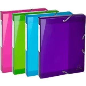 Image of Exacompta Filing Box 59780E A4 Assorted Polypropylene 25 x 33cm Pack of 4