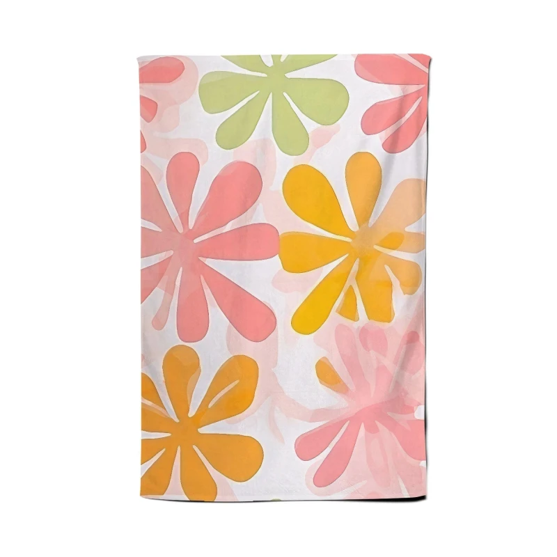 Image of Warren Reed - Designer Yellow & Pink Flowers Tea Towel Pink Unisex