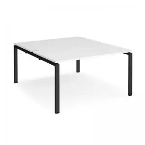 Image of Adapt back to back desks 1400mm x 1600mm - Black frame and white top
